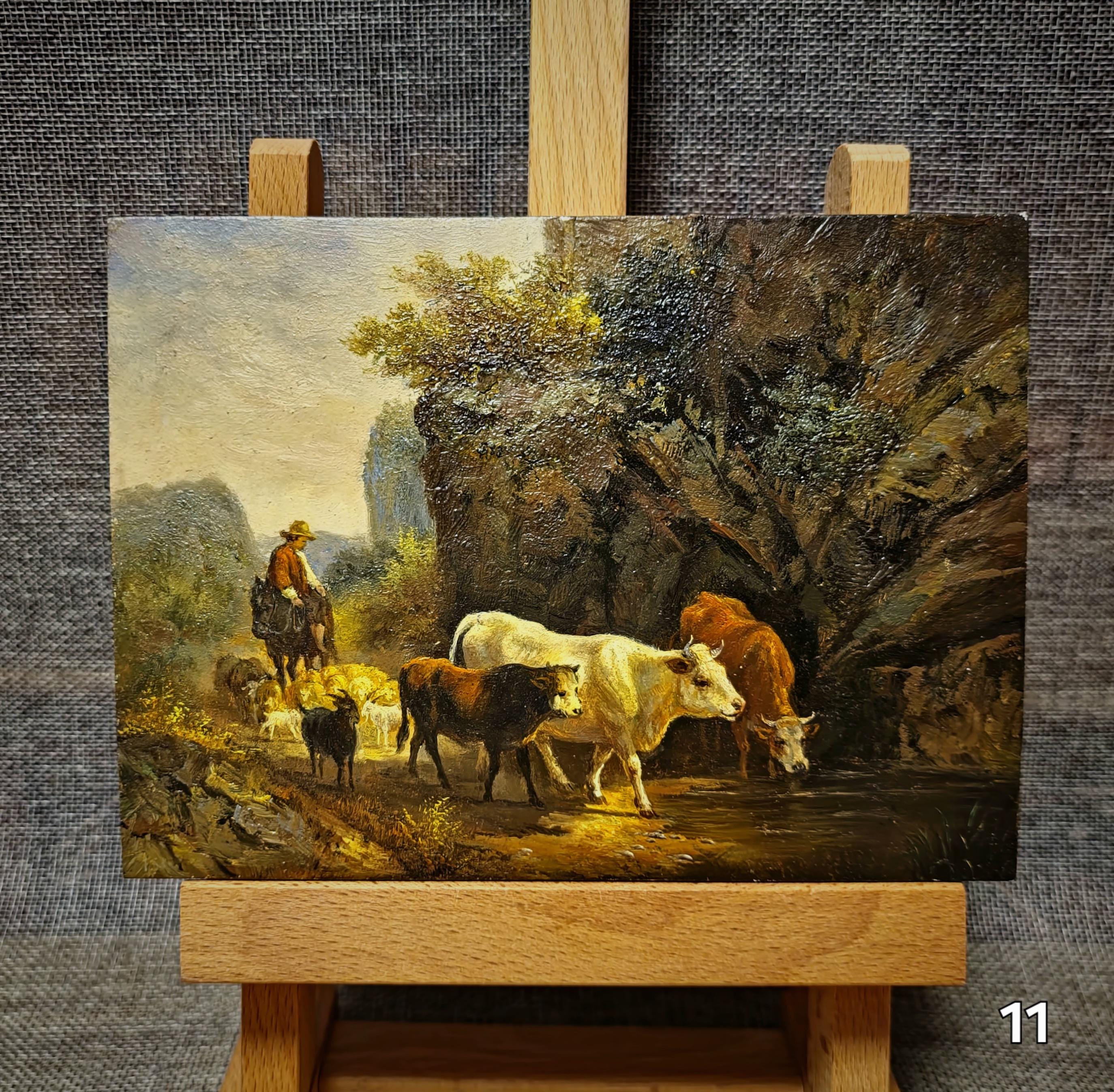 Small Vintage French Still Life and Landscape Oil Painting, Dutch