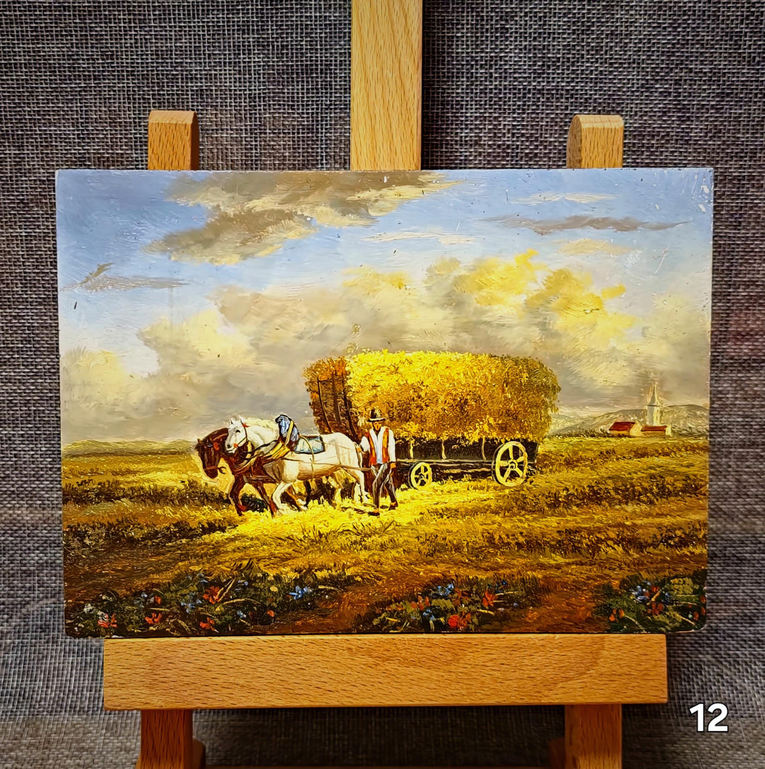 【French Vintage Oil Painting】　油絵　フランス Small Vintage French Still Life and Landscape Oil Painting, Dutch