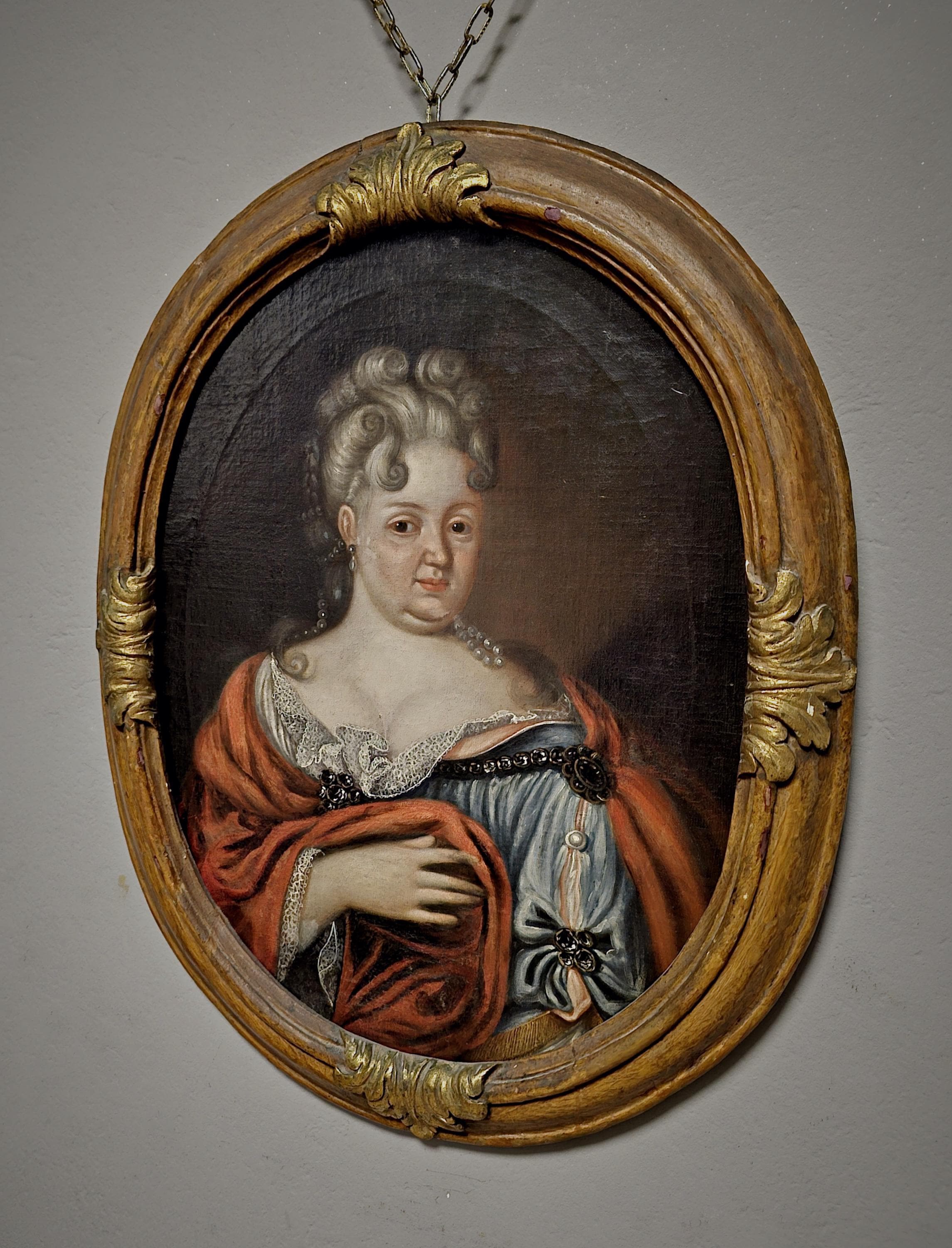 Early Rococo Art 1720 Rare French Aristocratic Portrait, Early Rococo Oval Oil Painting ...