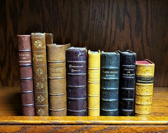 Rare Antique Religious French Book Set, Morocco Leather Bound, Dark Academia Bookshelf Decor, Shabby Chic Library Display, Collectible Gift