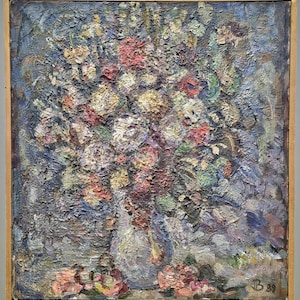Impasto Flower Oil Painting, Vintage Impressionist Floral Painting on Canvas, Still Life Wall Art, Textured Painting Hand Painted Floral Art