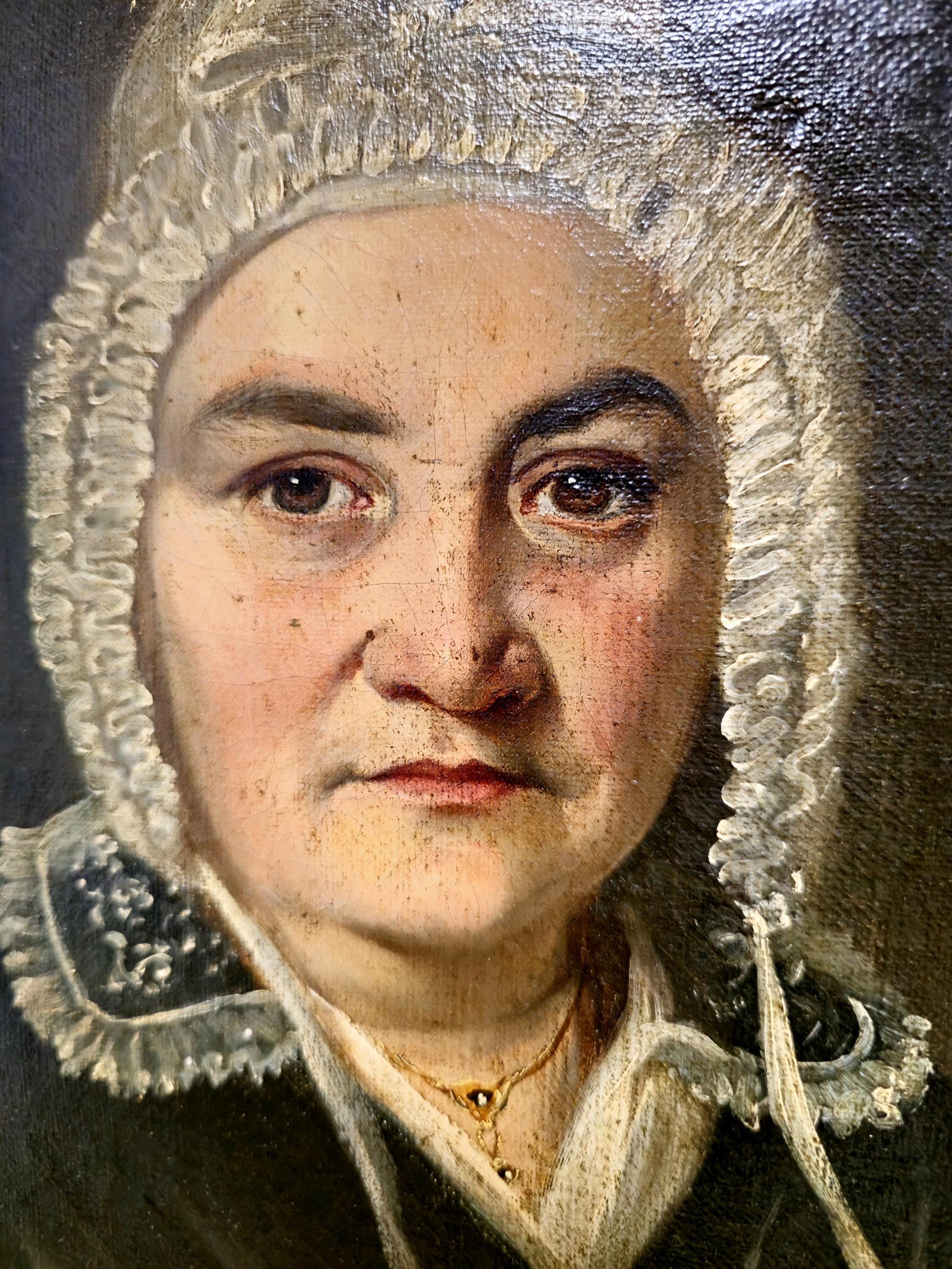 アンティークのフランス人女性の肖像画、古典的なビクトリア朝風の