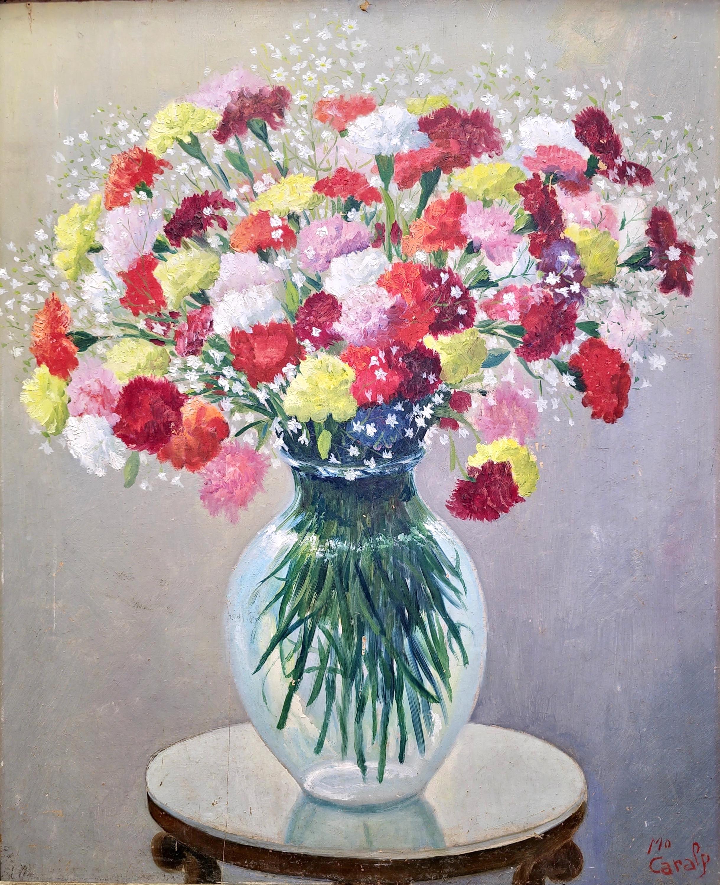 油絵 絵画 額縁付き 花束 アート ヴィンテージ 油絵 絵画 額縁付き