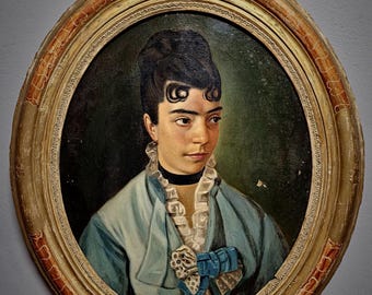 フランスアンティーク 1800年代 ポートレート 肖像画 オイルペイン