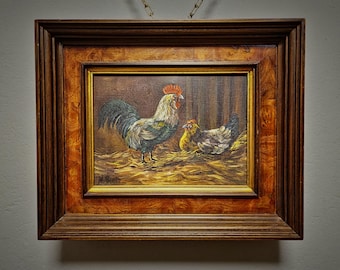 アンティークの大型オランダ風景油絵、サイン入りアート作品