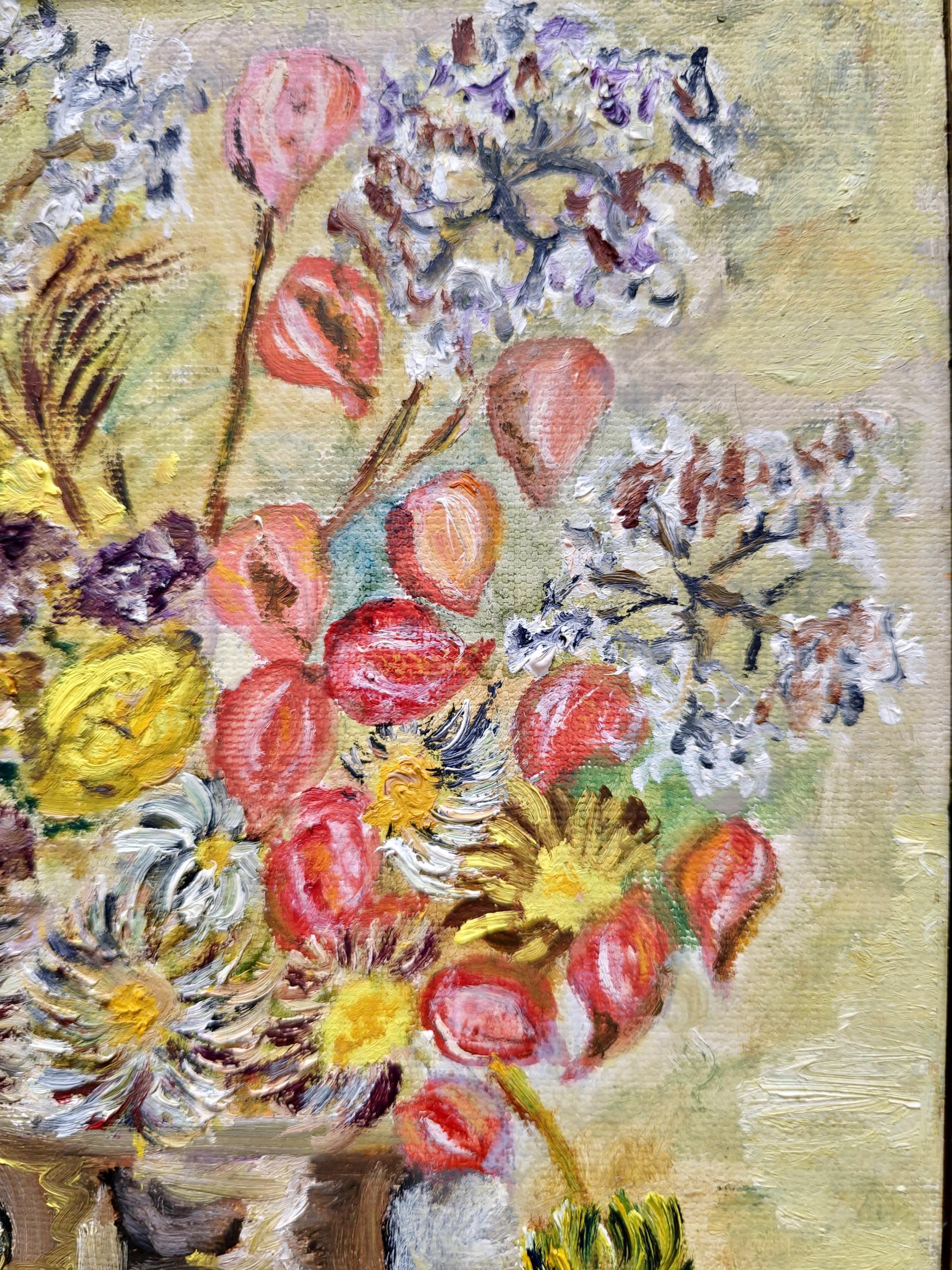 ヴィンテージ印象派風の花の油絵、額装された静物画 - Etsy 日本