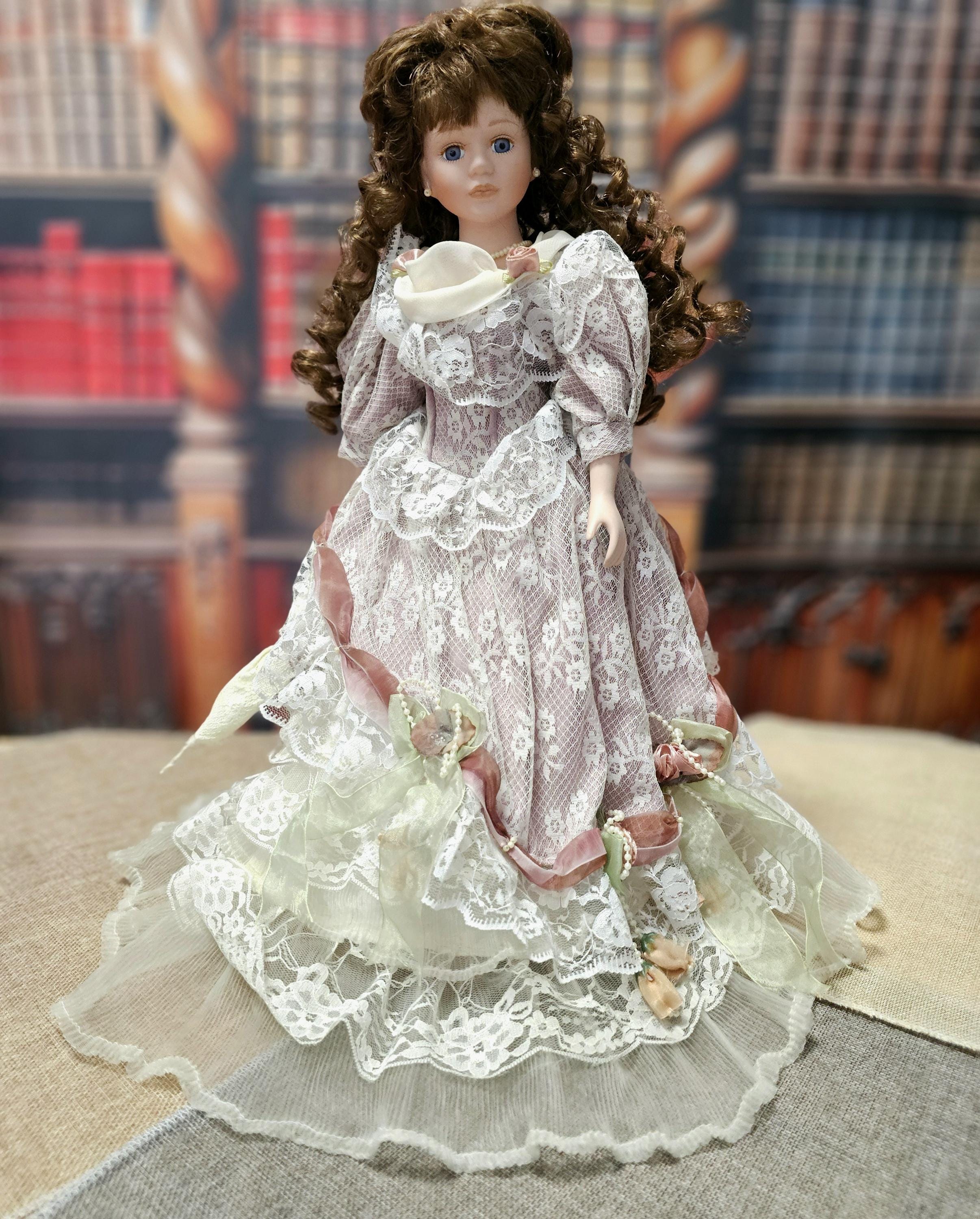 Vintage French Porcelain Doll Victorian Style Figurine Shabby Chic