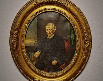 フランスアンティーク油絵肖像画、19世紀ブルジョワ紳士、壁画 - Etsy 日本
