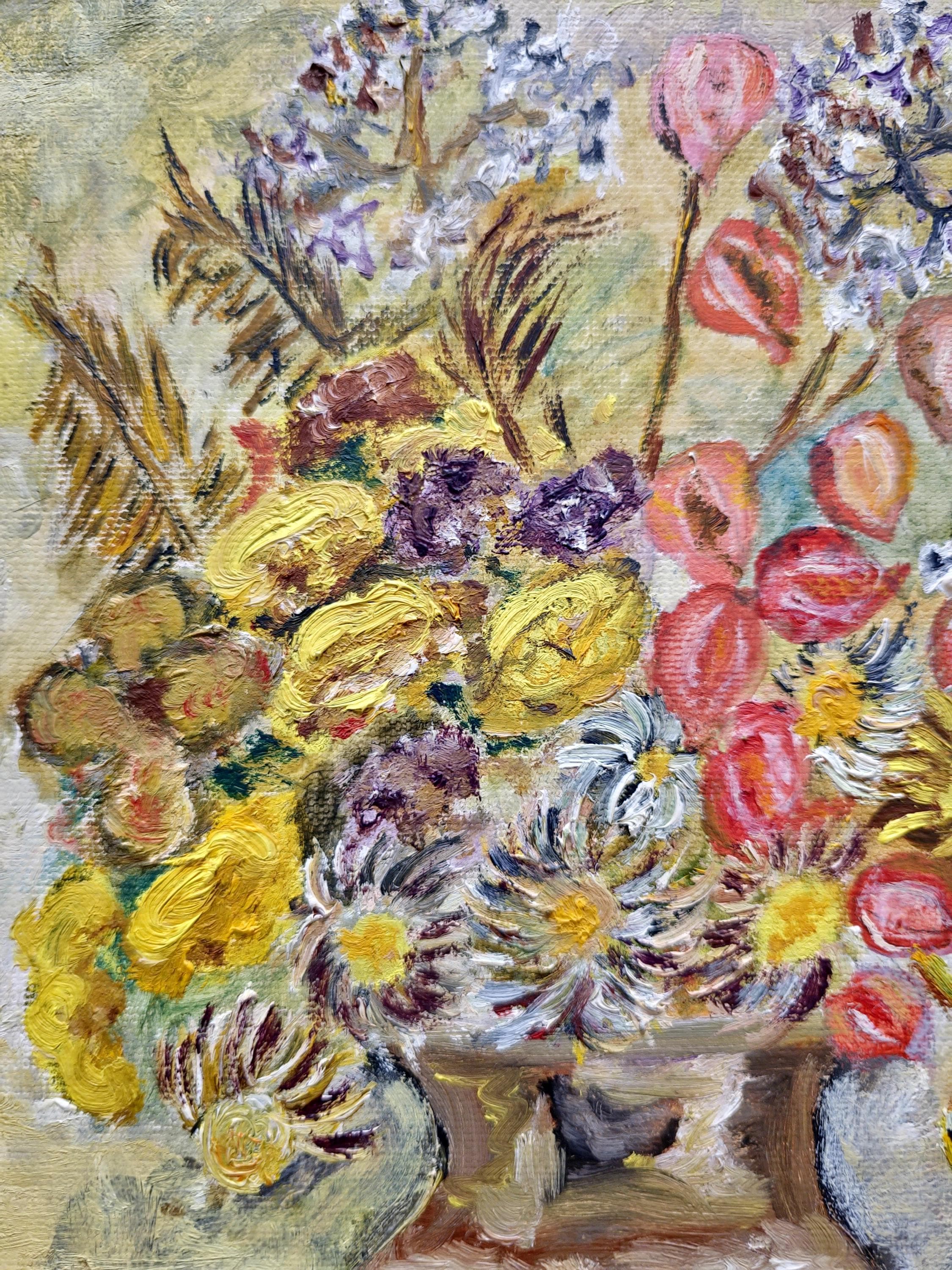 ヴィンテージ印象派風の花の油絵、額装された静物画 - Etsy 日本