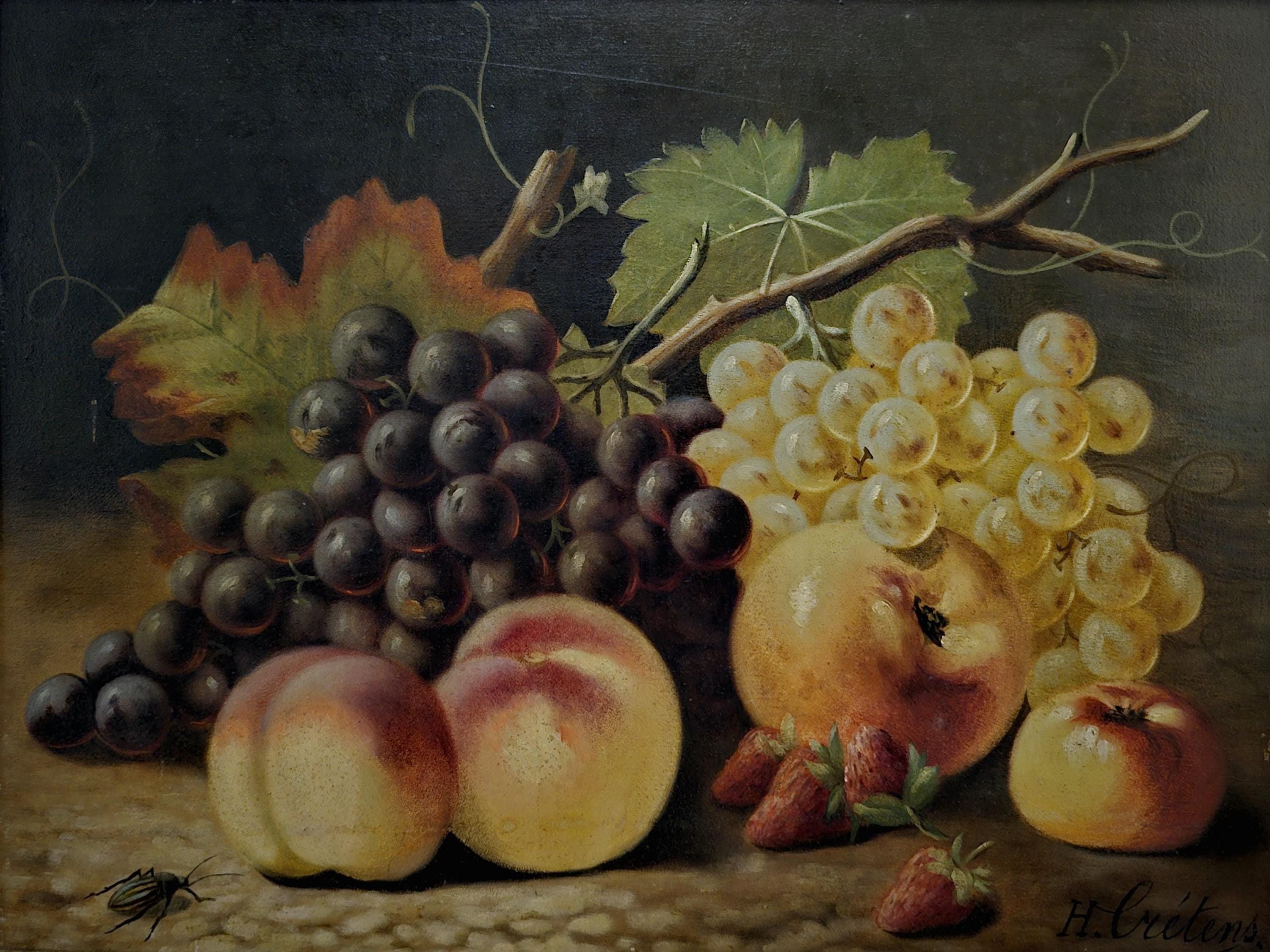 Antique French Still Life Oil Painting Signed Classic Fruit