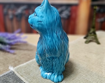 ヴィンテージターコイズセラミック猫の置物 – ミッドセンチュリー