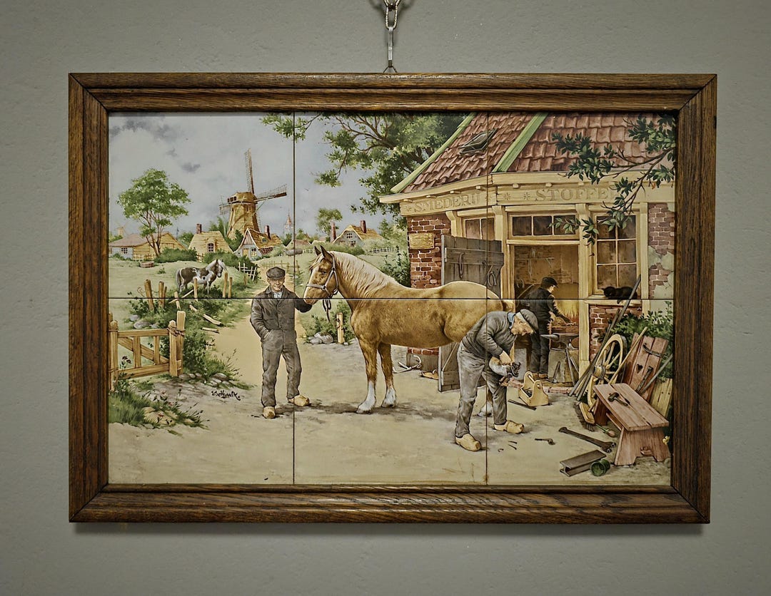 オランダ 80s ヴィンテージ アート タイル 絵画 額装 陶板 帆船 il_1080xN.6725125262_1wiy.jpg