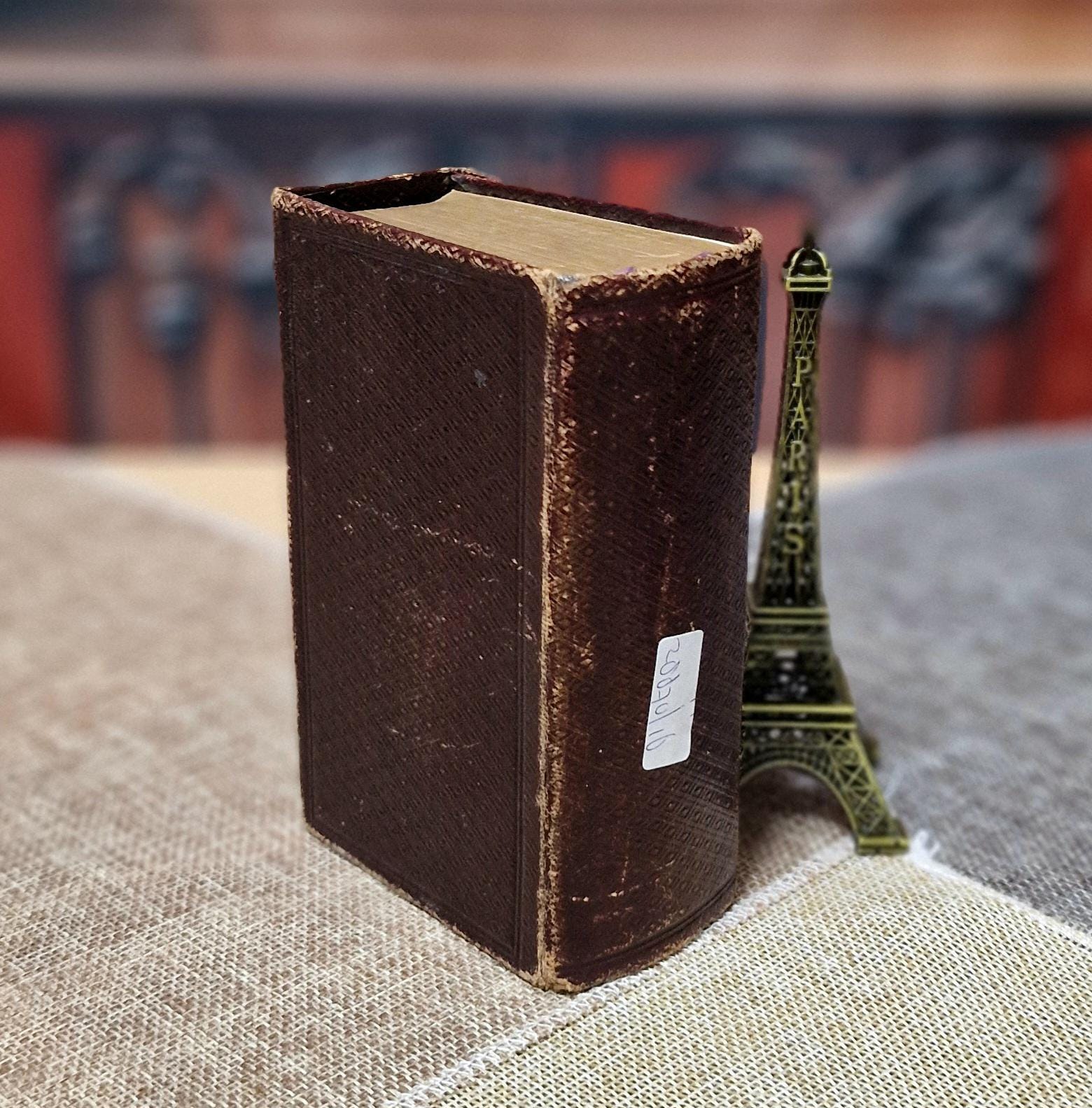 1881年　ミニチュアバイブル革装丁金装飾古書洋書 中世の革製ジャーナル - テンプル騎士団の十字架、エンボス加工された