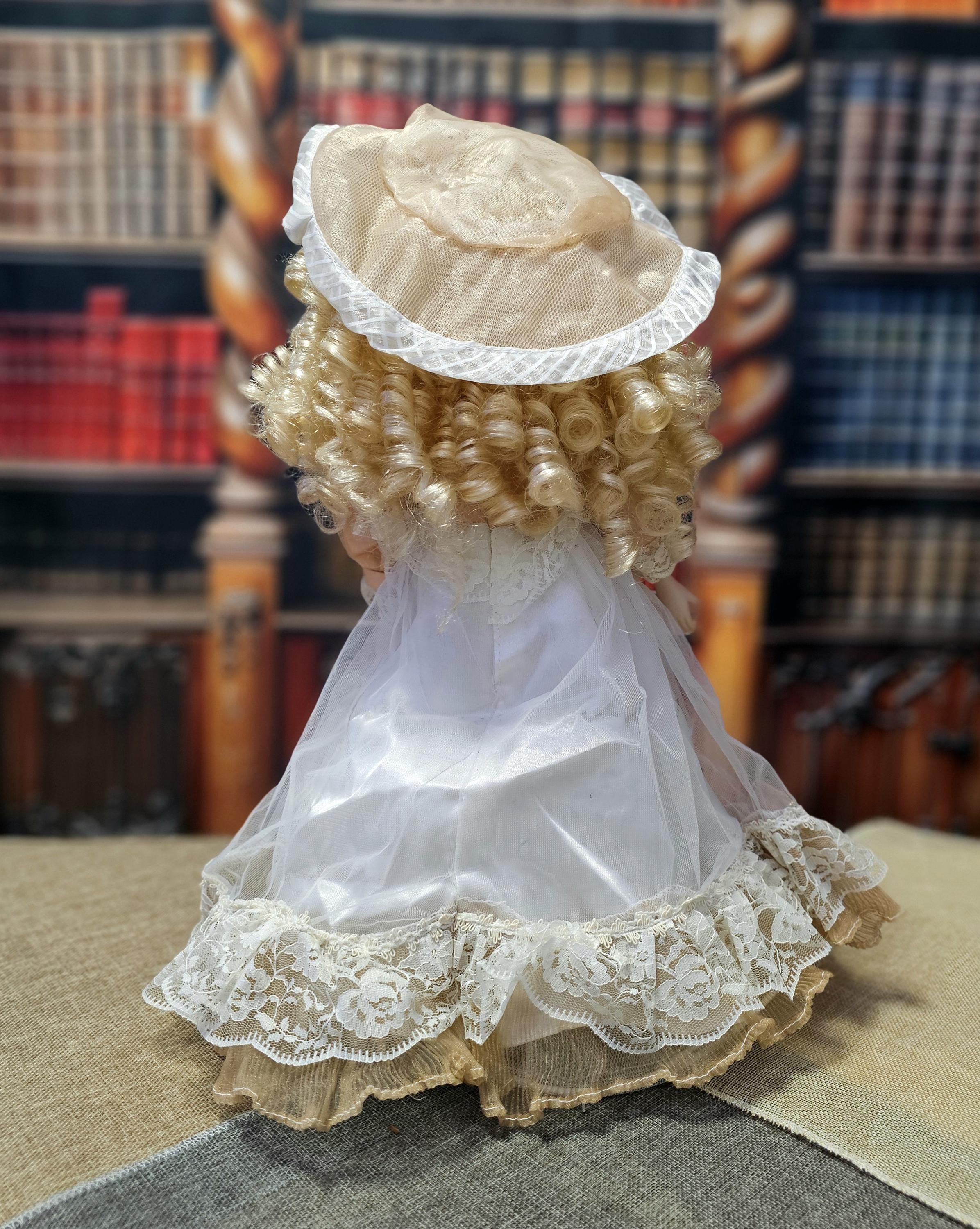 Vintage French Porcelain Doll 1980s, Victorian Style