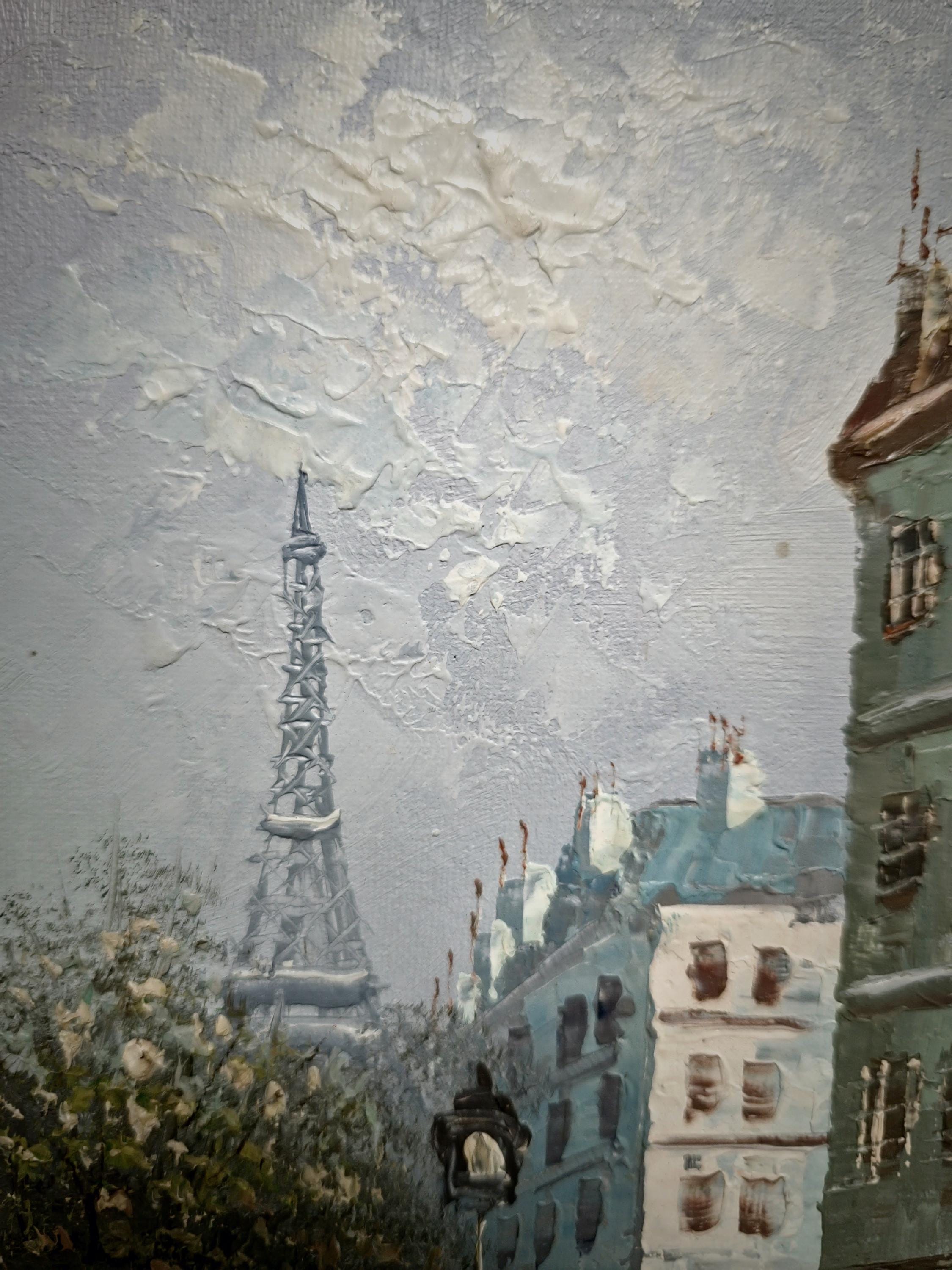 Antique French Impressionist Oil Painting, Signed Paris Street