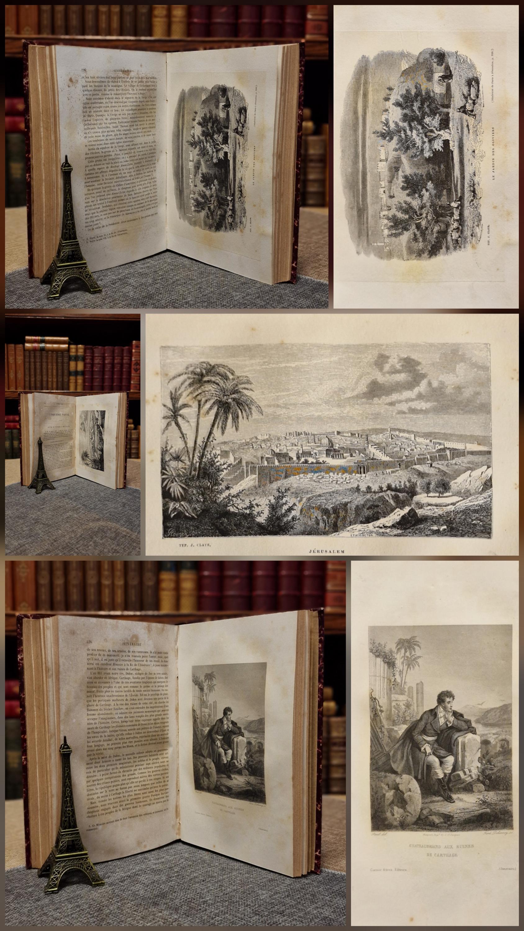 1860年製アンティークフランス製革装丁本セット、全12巻、挿絵入り、19