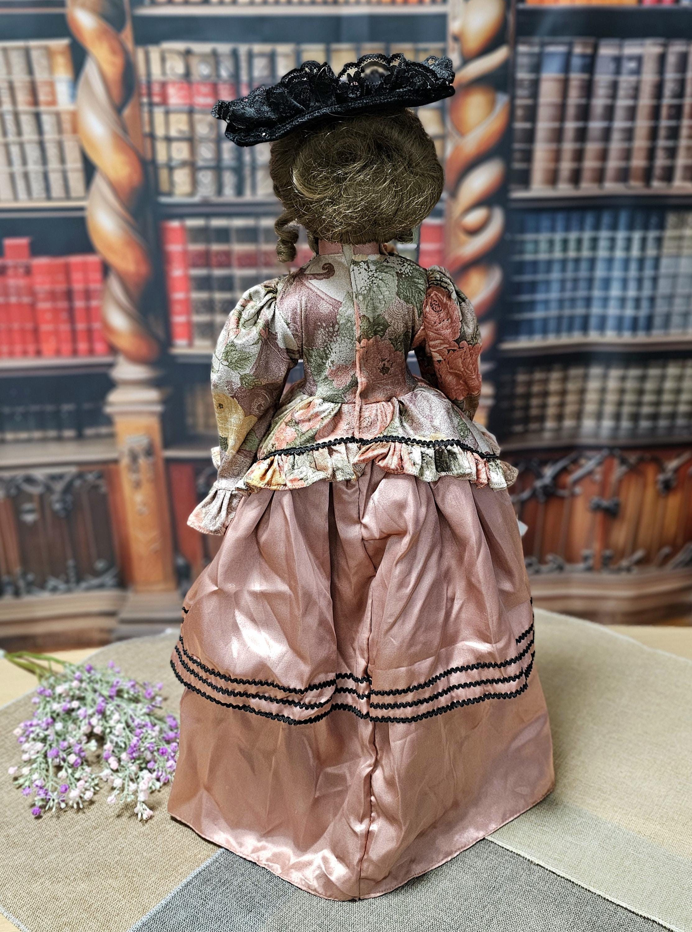 アンティックドール　パリ Large Vintage French Porcelain Doll, Victorian Lady Figurine in