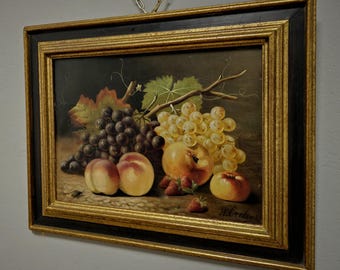 静物画 油彩画 「果物と花瓶」 サイン入り 額装 豪華額縁 アート 絵画 il_340x270.6658373895_1lui.jpg