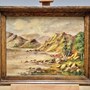 Vintage French Landscape Oil Painting, Rustic Valley Scene, Original Signed Artwork, Wall Art Decor, Cottagecore Home Accent, Perfect Gift
