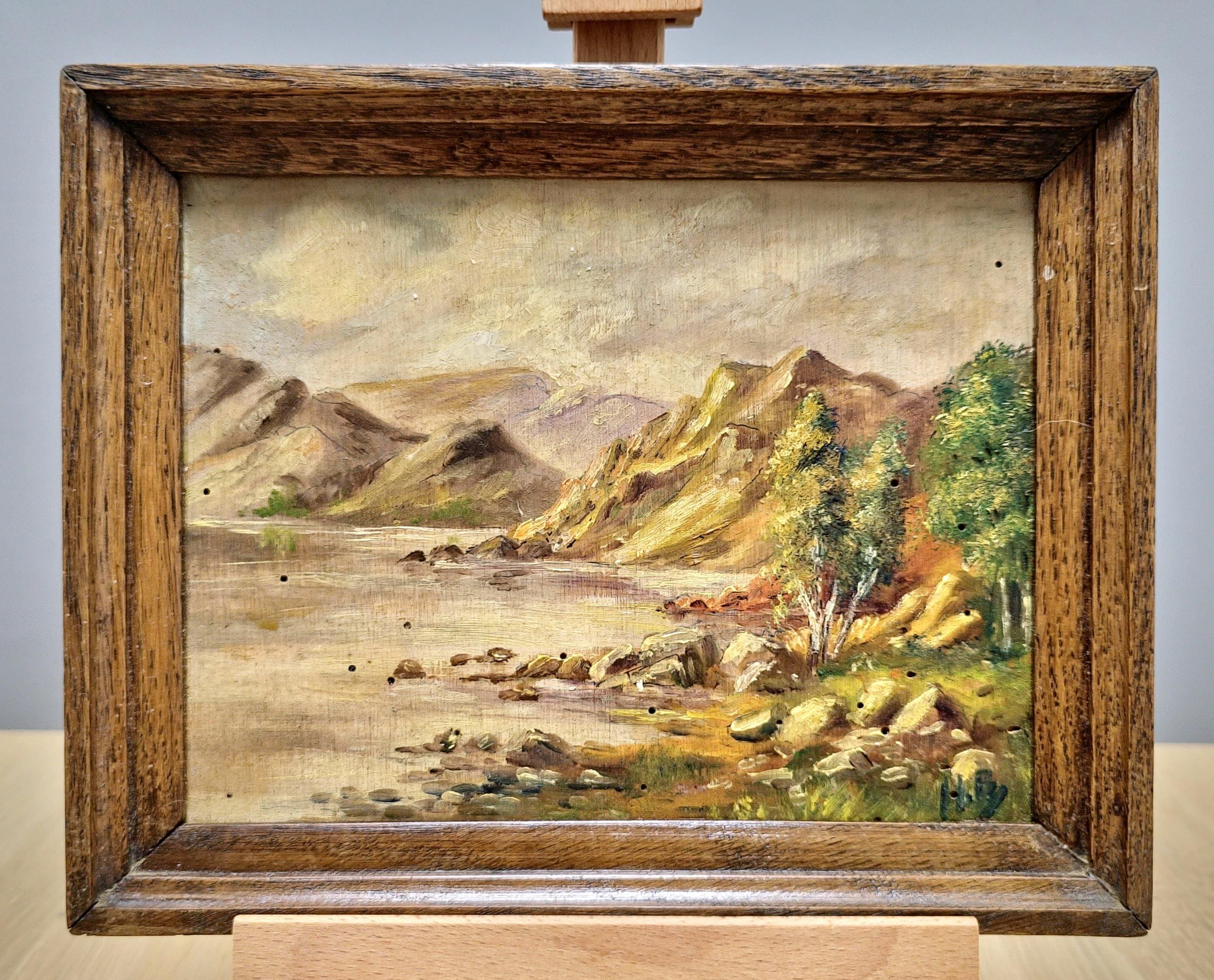 ヴィンテージ　フランス　油絵 ヴィンテージのフランス風景油絵、コテージコア風ホームデコレーション