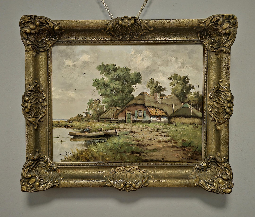 【美術品】サイン入り油絵 ヨーロッパ風景 42×47cm 額縁付き 美術品】サイン入り油絵 ヨーロッパ風景 42×47cm 額縁付き 絵画