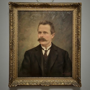Antique French Portrait Oil Painting, Signed Original Artwork, 19th Century Gentleman, Ornate Gold Frame, Fine Art Wall Decor, Unique Gift
