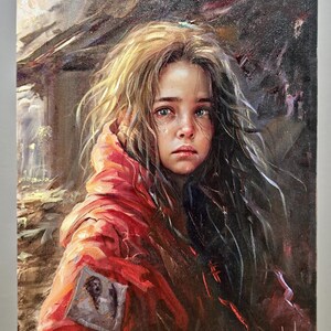 Vintage Italian oil painting titled Eyes of the Forgotten, signed portrait. This realistic and emotional Italian artwork is perfect for adding depth to classic, modern, or rustic decor, making it an ideal gift for art collectors and decor enthusiasts
