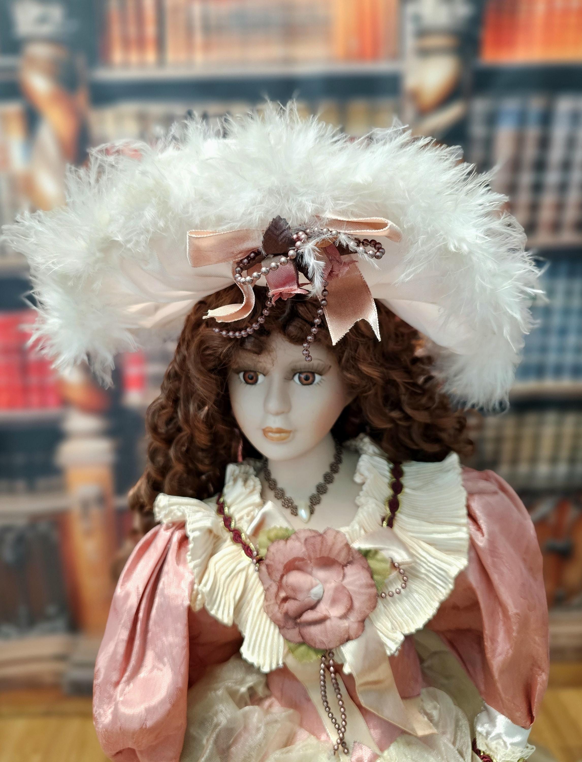 Tall Large French Porcelain Doll, Vintage Victorian Lady Figurine