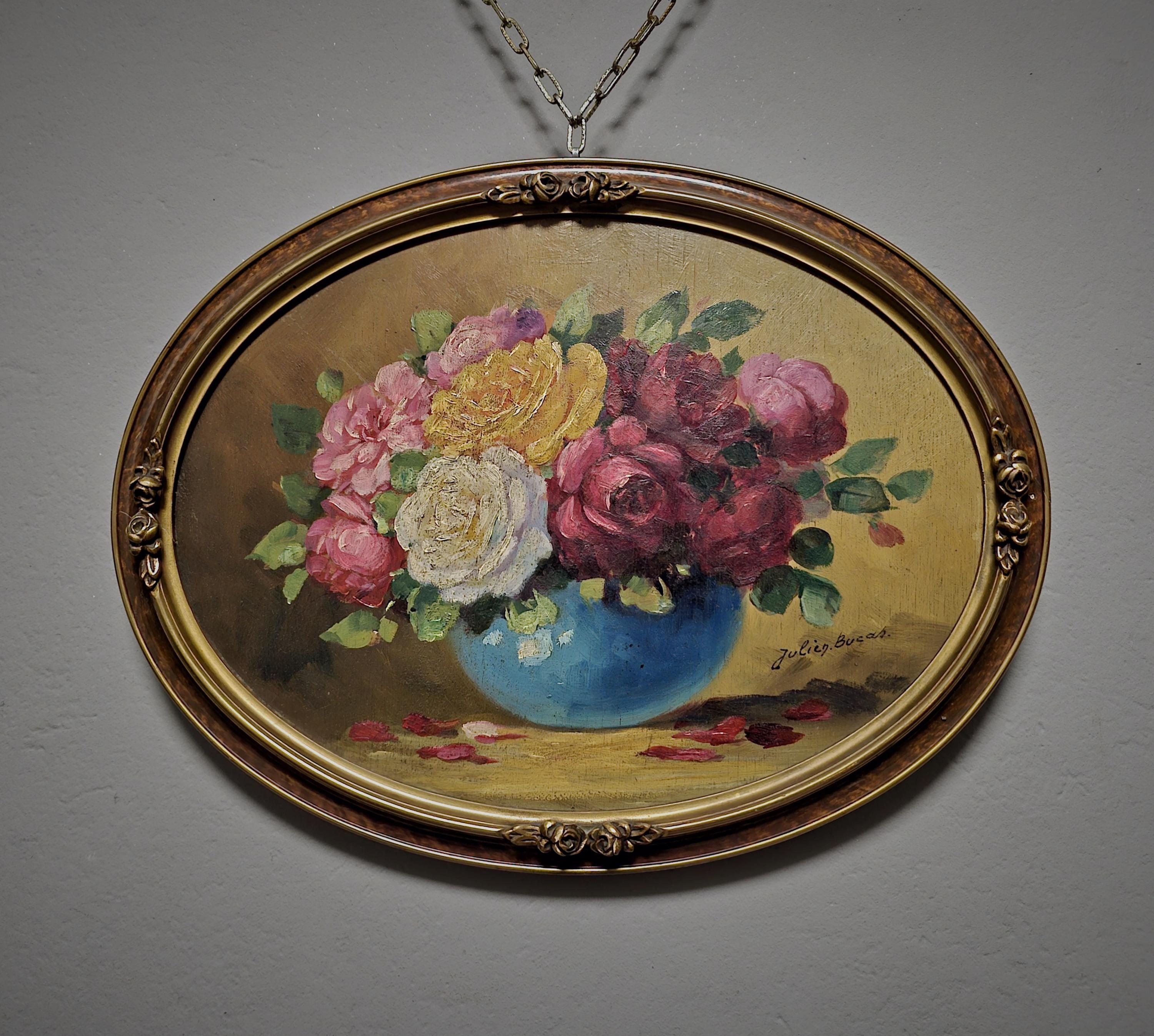 Antique Oval Flower Painting - Etsy
