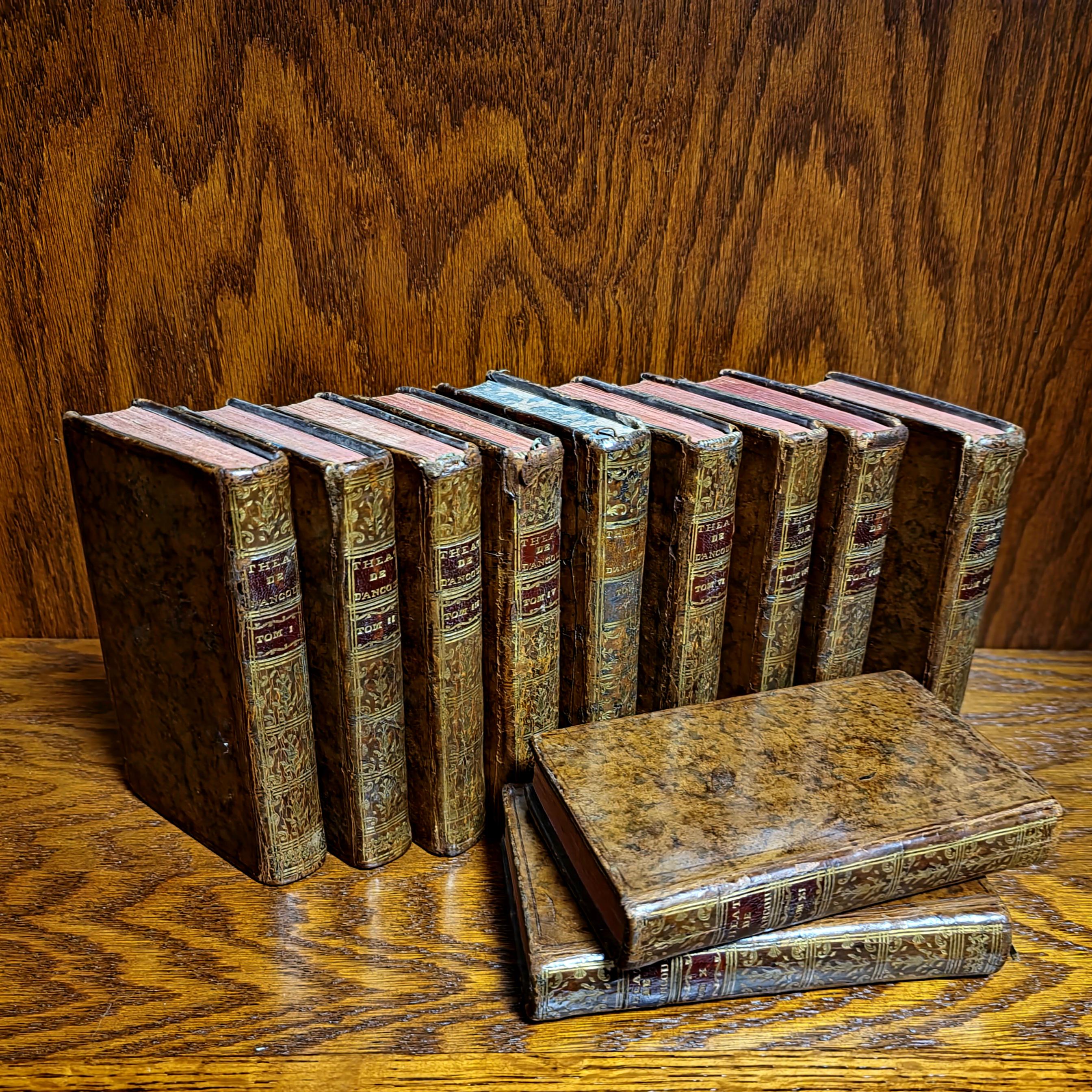1760 Antique French Book Set, Leather Bound Volumes, Vintage