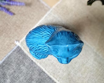 ヴィンテージターコイズセラミック猫の置物 – ミッドセンチュリー