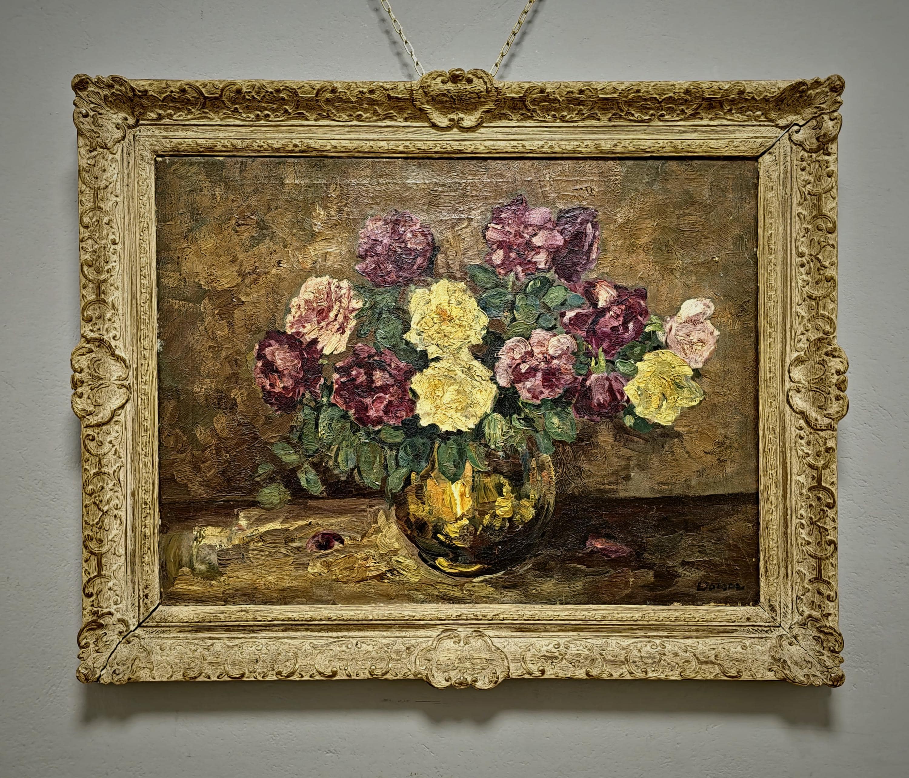Antique Large Dutch Still Life Oil Painting of a Floral Bouquet in a Vase, Signed Artwork, Elegant Wall Art for Home Decor, Unique Gift Idea