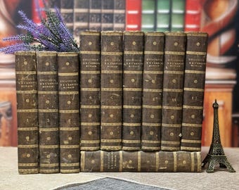 Antique French Books for Decor, Decorative Literature Set, Bookshelf Styling, Library Display, Wedding Centerpieces, Vintage Classic Accents