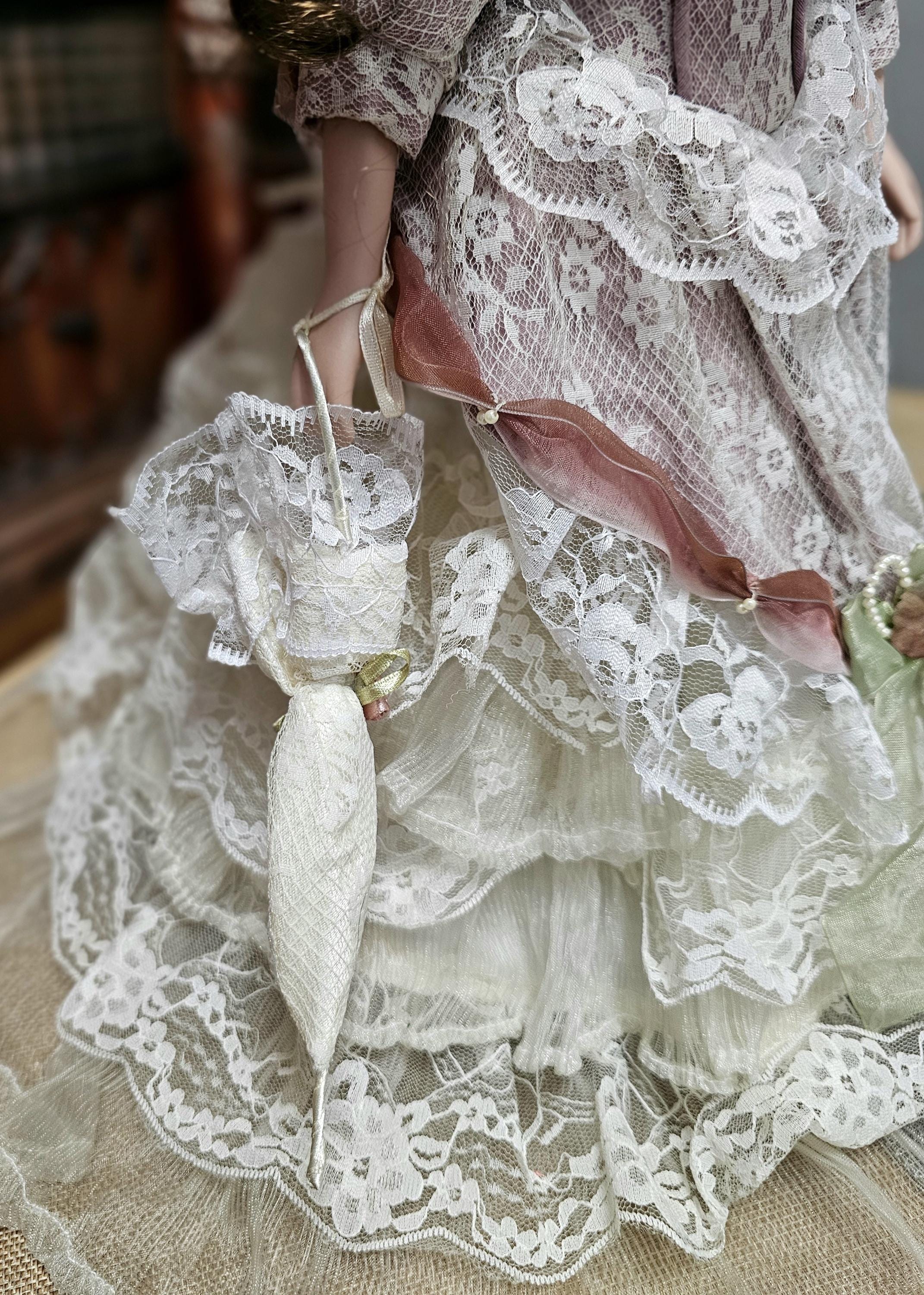 Vintage French Porcelain Doll Victorian Style Figurine Shabby Chic