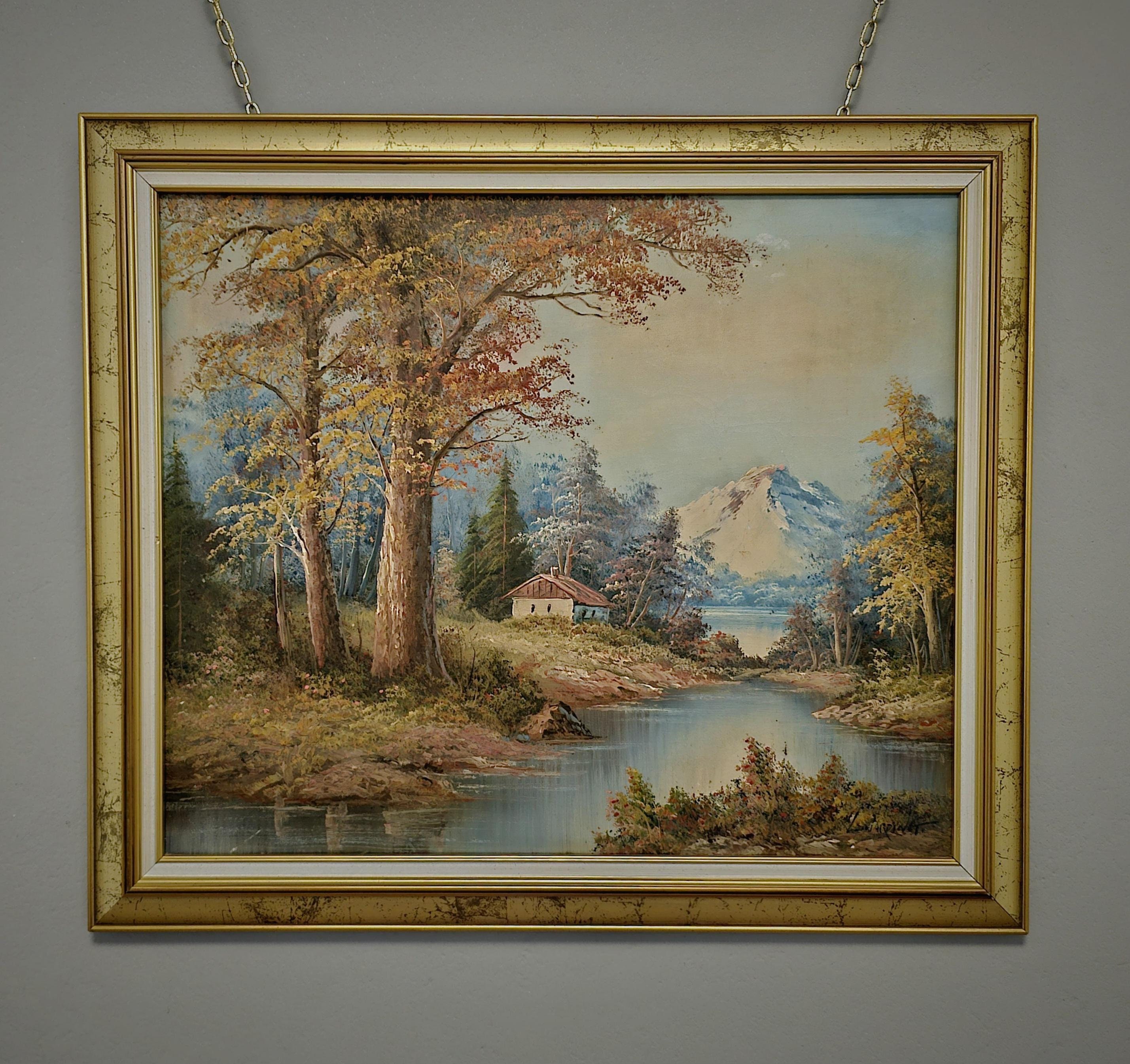 油絵高級額入り 楽天市場】手描き 油絵 絵画 額入り油彩 油彩画 竹林2 F4サイズ