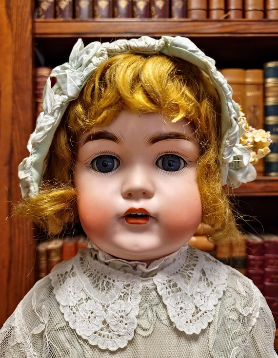 Large Antique German Porcelain Doll, Bisque Head, Victorian Style
