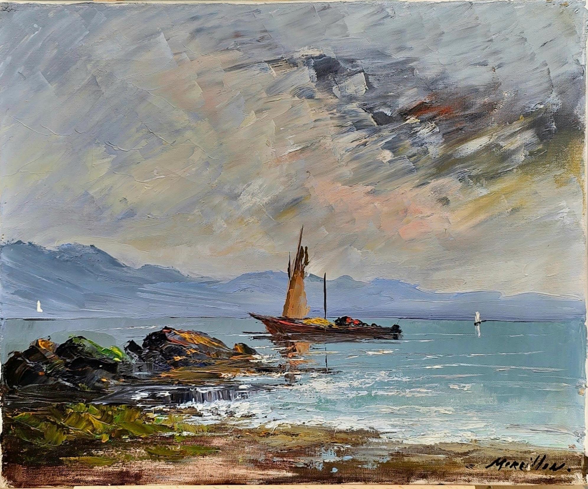 スイスの山と湖の油彩画 印象派 一点物 il_300x300.6833163344_561f.jpg