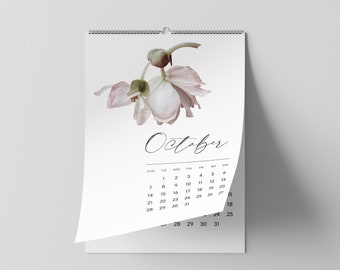 Calendario de pared de hojas y flores 2024 / Calendario estético minimalista de vegetación / Calendario floral 2024 / A4 / A3