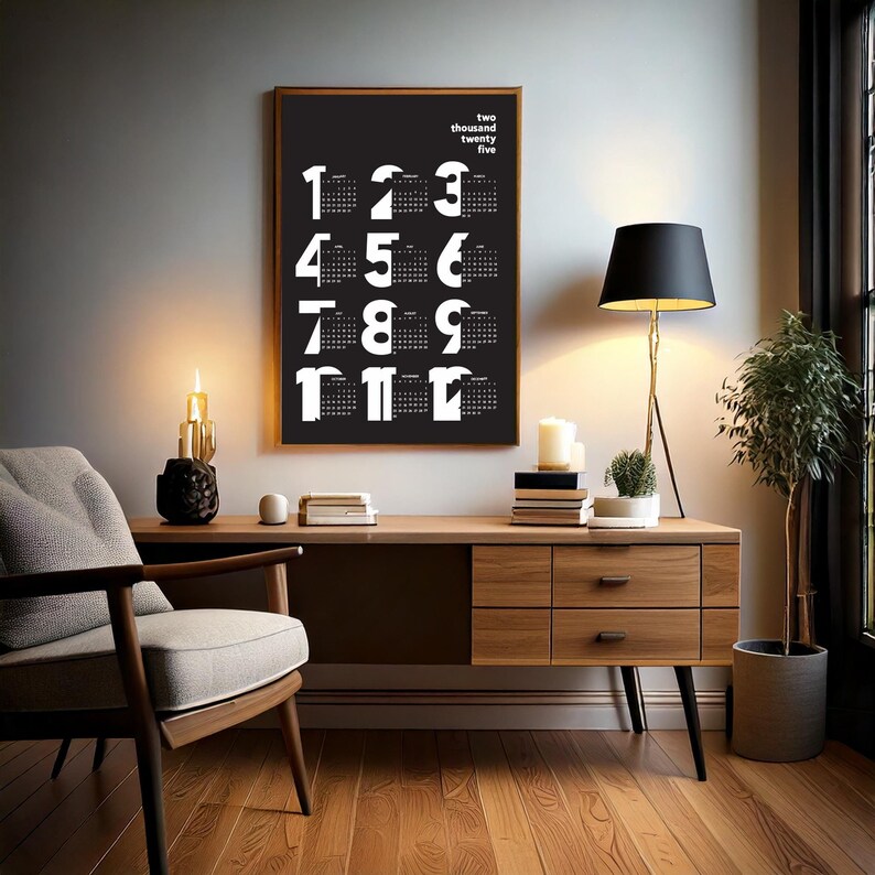 2025 Minimalist Wall Calendar Poster One-page Modern Design for Home ...
