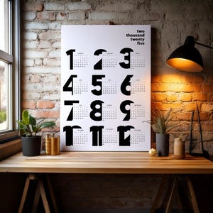 Calendario da parete minimalista bianco 2025 - Design moderno a pagina singola per l'arredamento di casa e ufficio, elegante e funzionale