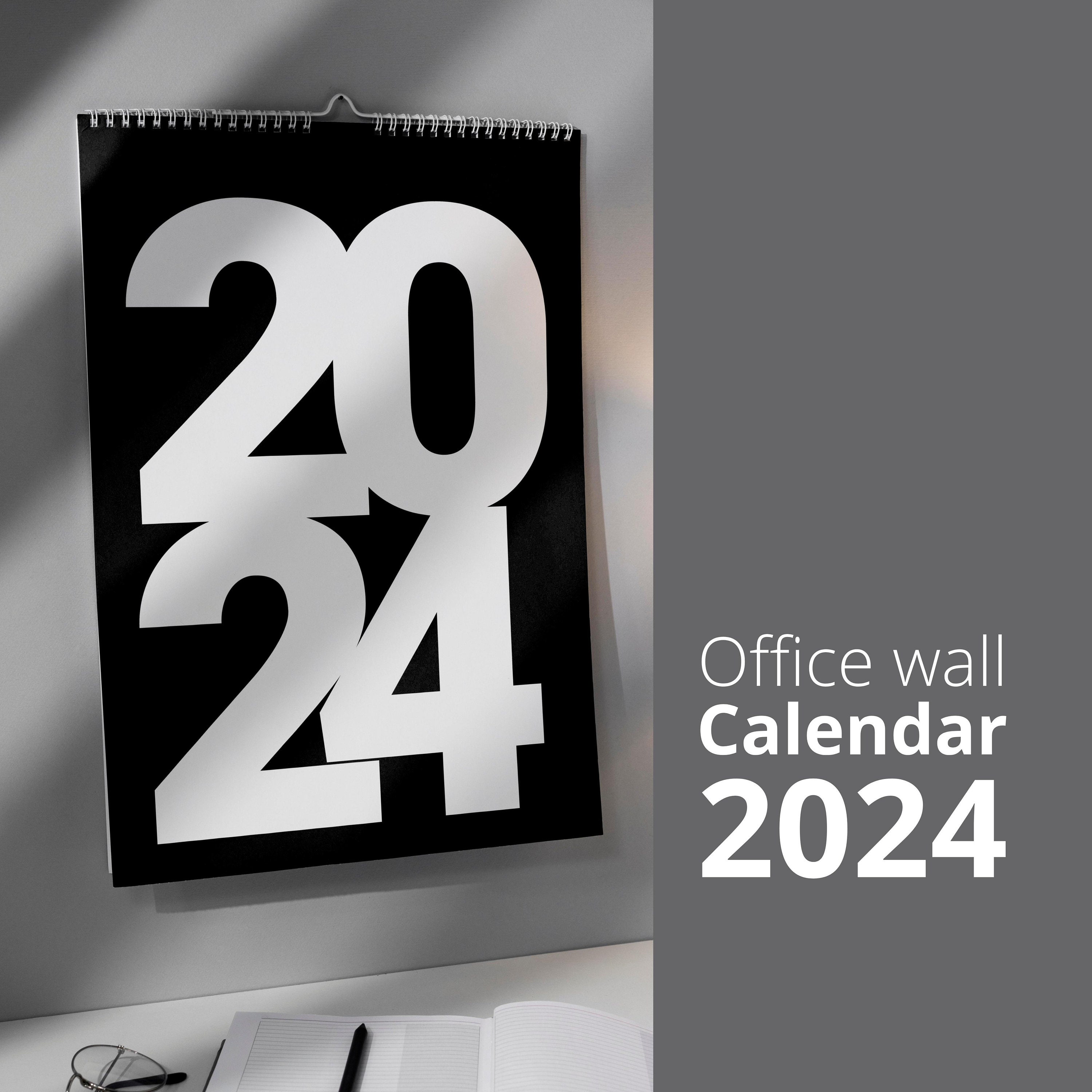 Black Wall Calendar 2025 Black Minimal Calendar 2025 Blackwhite