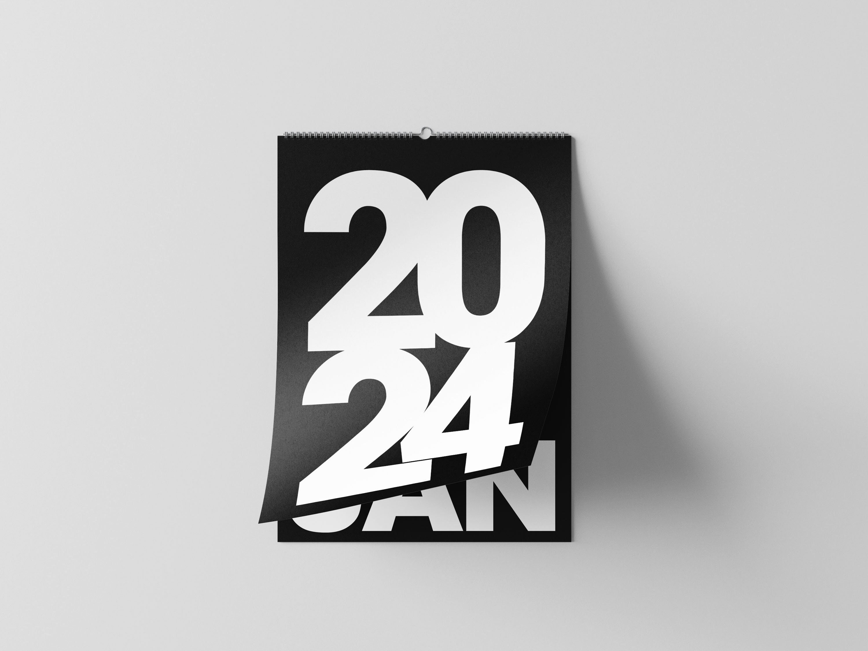 Black Wall Calendar 2025 Black Minimal Calendar 2025 Blackwhite
