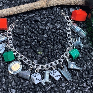 Monopoly Token Charm Bracelet with Dice