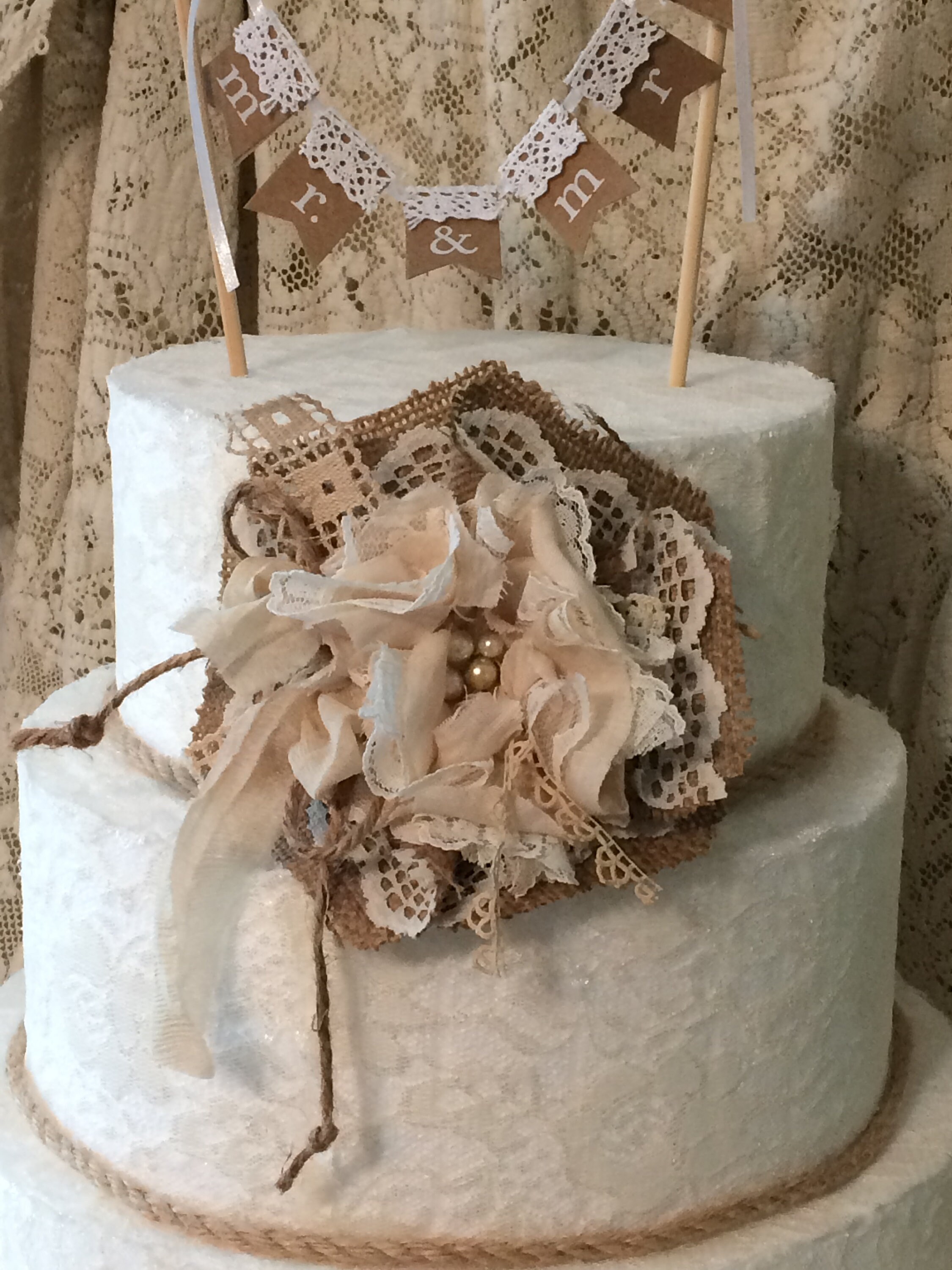 Burlap hair flowers Wedding burlap rustic decor Small fabric flowers set of 5 Rustic Bridal flower Wedding cake Cake flower decorations