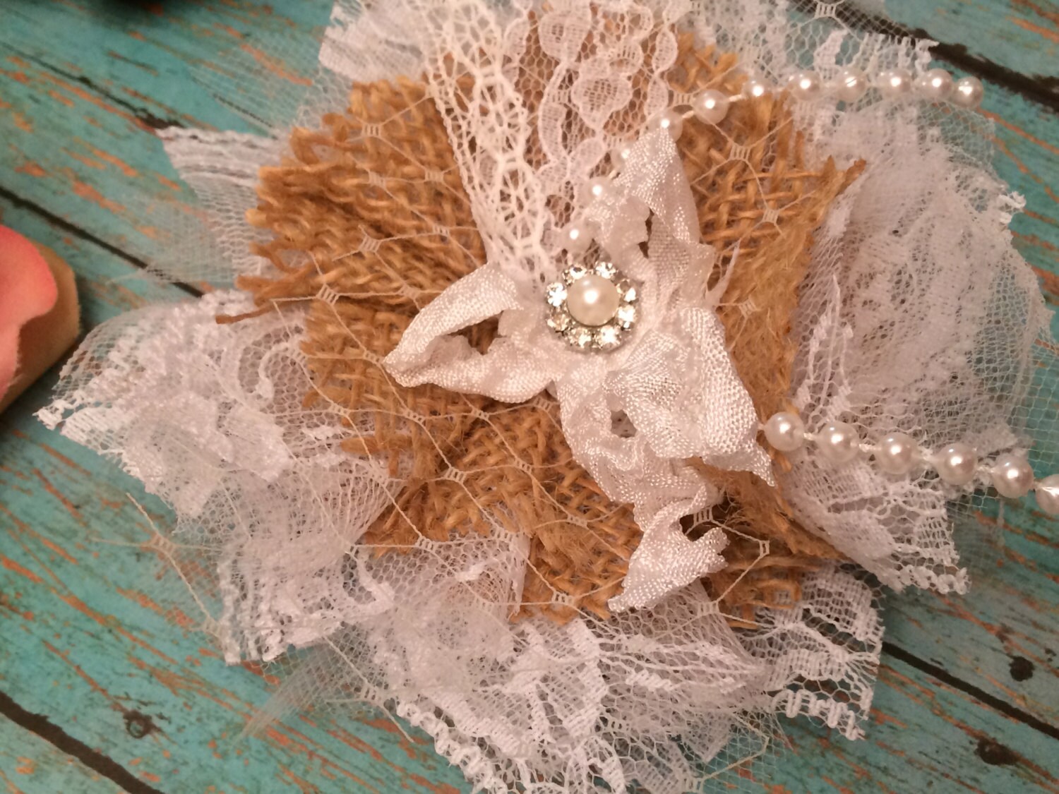 Burlap and Lace Flowers Wedding Cake Flowers Mason Jar Etsy