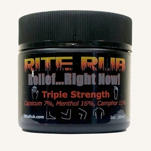 Rite Rub All Natural Topical Pain Reliever Highest Amount of Capsicum, Menthol, and Camphor