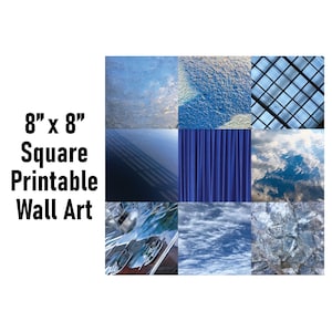 Blue Masculine Wall Art Square 8-Inch Minimalist Modern Gallery Wall Printable Digital Download
