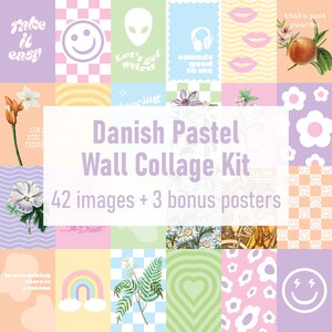 Danish Pastel Room Decor 42-Piece Wall Collage Kit College Dorm Decor Teen Girl Room Decor Kawaii Room Decor Y2K Decor Printable Wall Art