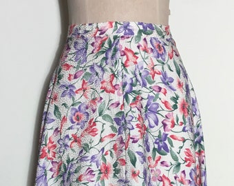 Light & Pretty 1970s Silk Floral A-Line Skirt