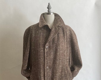 1940's Brown Flecked Wool Tweed Coat/ Small Mens/Teen